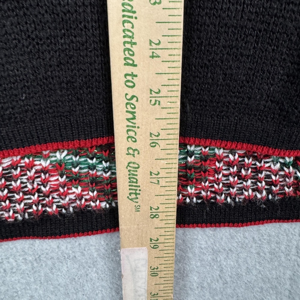 Holiday Time Sweater Womens Medium Red Green Christmas Patchwork Glitter Knit - Picture 6 of 8